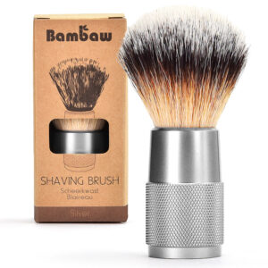 Bambaw, wielorazowy pędzel do golenia, SREBRNY