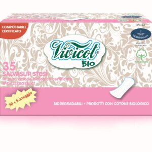 Vivicot BIO, wkładki higieniczne, z organicznej bawełny, niebielone chlorem, kompostowalne, 35 sztuk